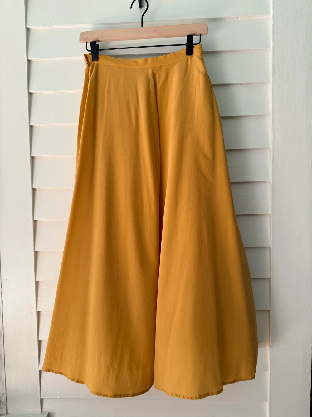 Vintage Stephanie Andrews 100% Silk Mustard Maxi A-Line Skirt Size 6 NWT